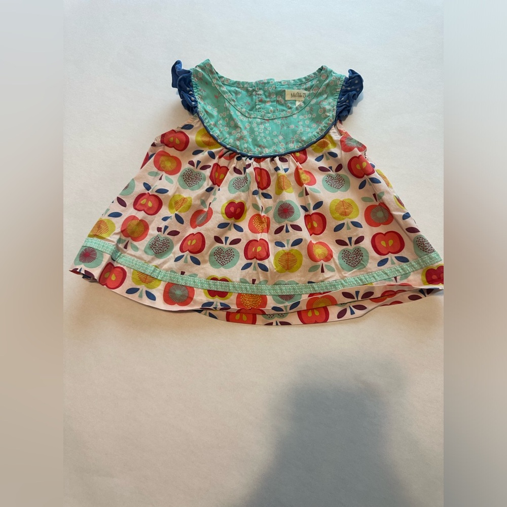 2T Matilda Jane Pink Teal Multicolor Apple Print Tank